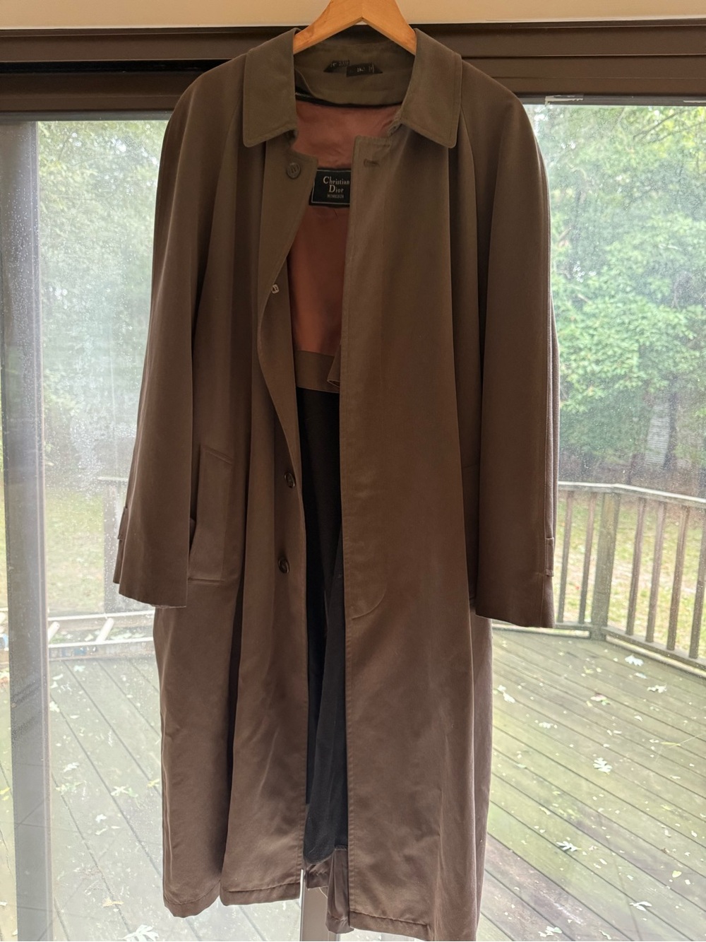 Dior Olive-Brown Single-Breasted Trench Coat